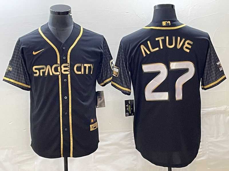 Men%27s Houston Astros #27 Jose Altuve Black City Connect Cool Base Stitched Baseball Jersey->houston astros->MLB Jersey